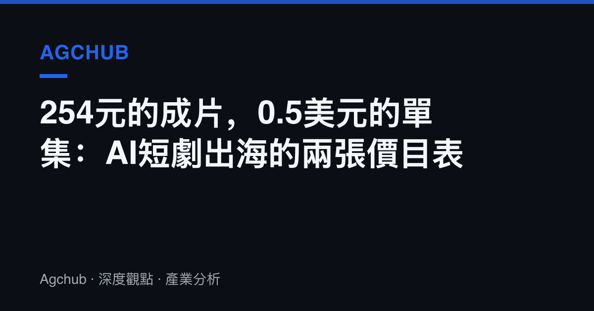254元的成片，0.5美元的單集：AI短劇出海的兩張價目表