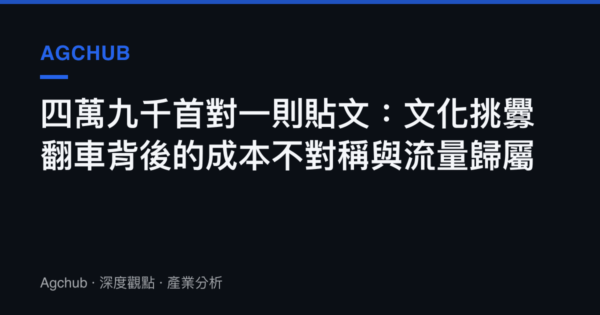 四萬九千首對一則貼文：文化挑釁翻車背後的成本不對稱與流量歸屬