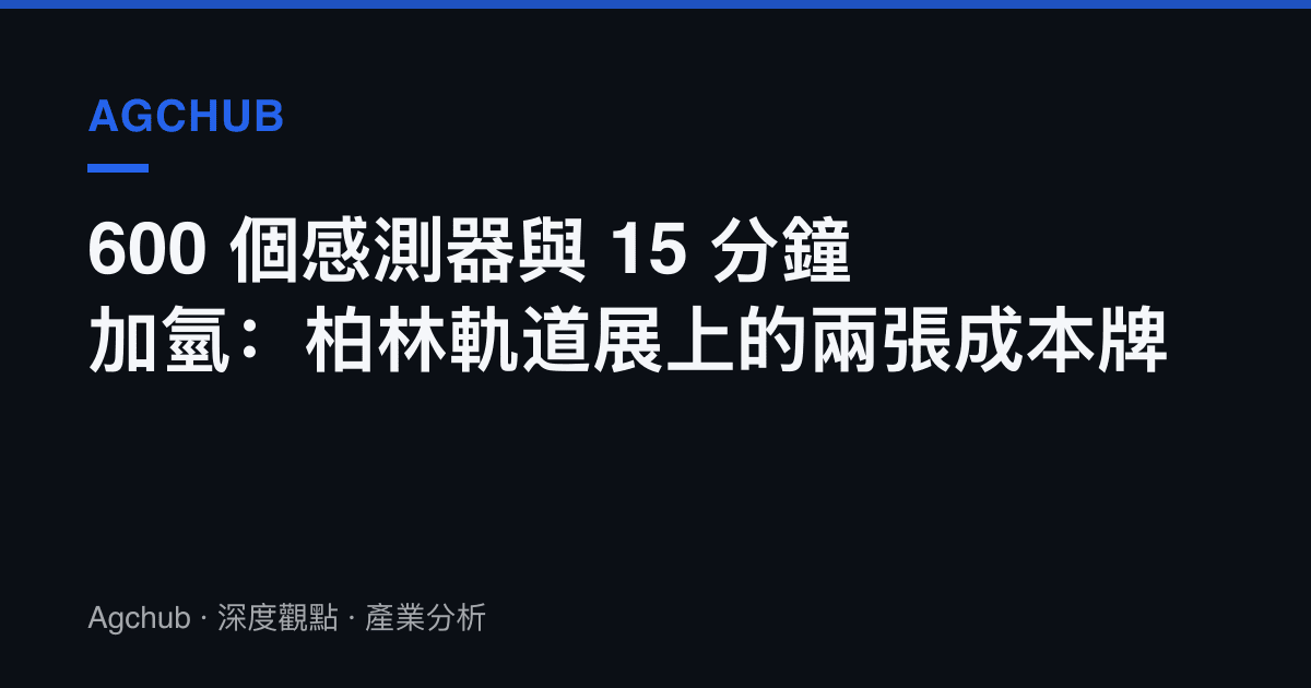 600 個感測器與 15 分鐘加氫：柏林軌道展上的兩張成本牌