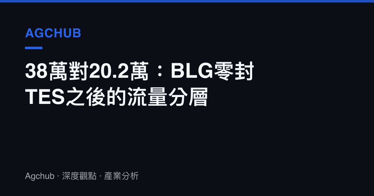 38萬對20.2萬：BLG零封TES之後的流量分層
