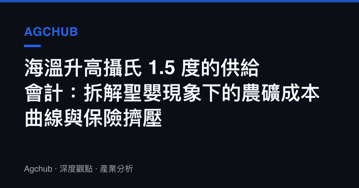 海溫升高攝氏 1.5 度的供給會計：拆解聖嬰現象下的農礦成本曲線與保險擠壓