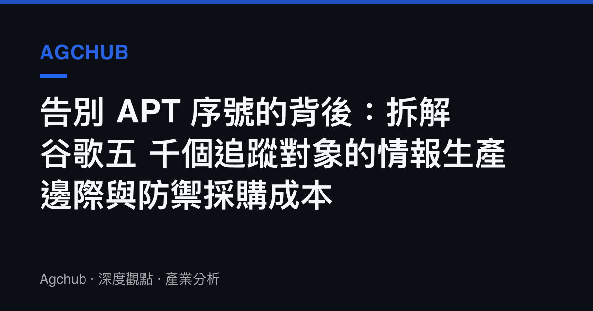 告別 APT 序號的背後：拆解谷歌五 千個追蹤對象的情報生產邊際與防禦採購成本