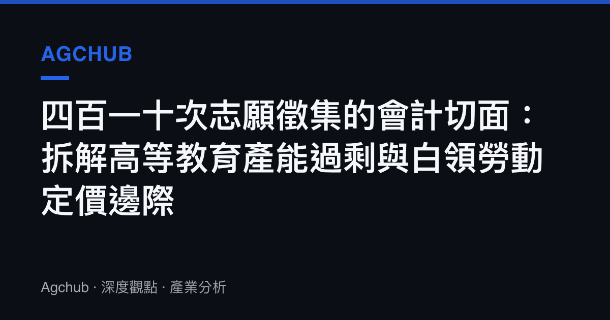 四百一十次志願徵集的會計切面：拆解高等教育產能過剩與白領勞動定價邊際