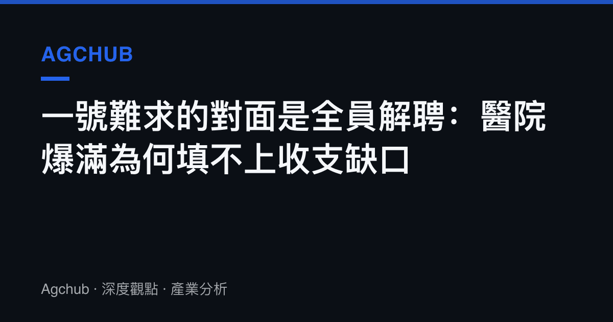 一號難求的對面是全員解聘：醫院爆滿為何填不上收支缺口