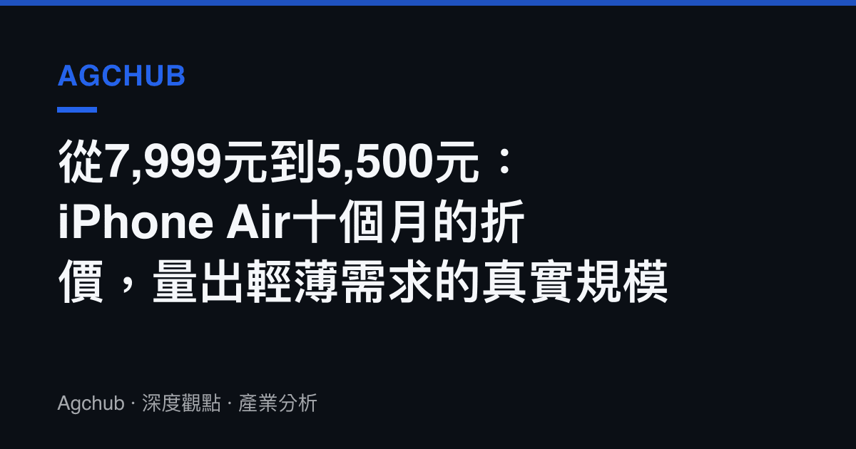 從7,999元到5,500元：iPhone Air十個月的折價，量出輕薄需求的真實規模