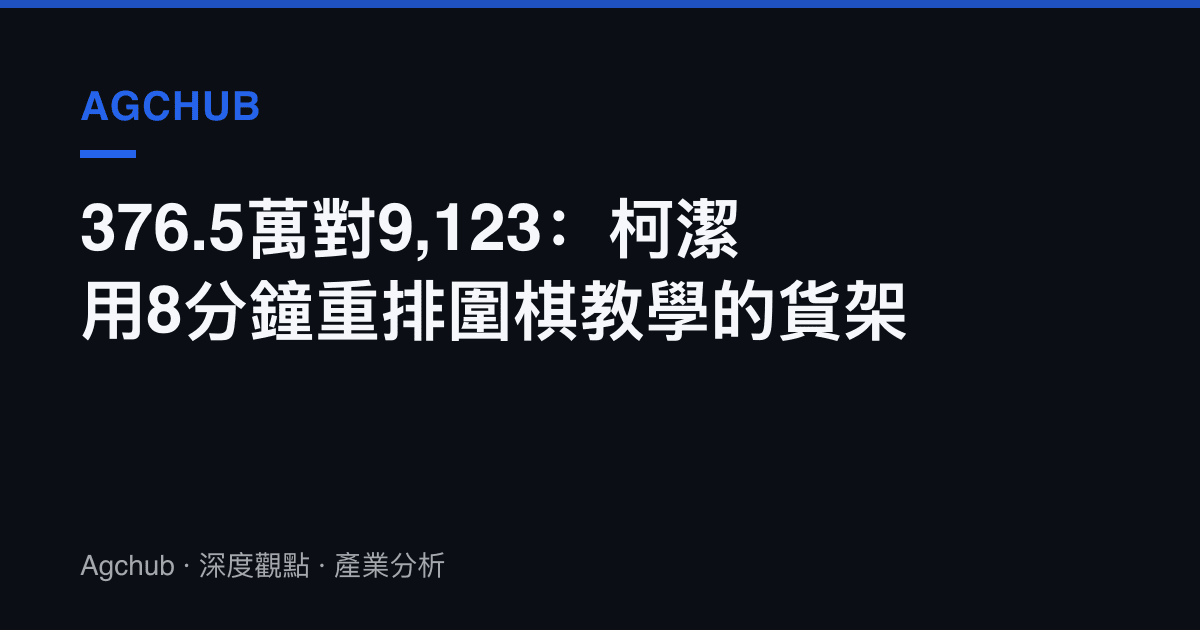 376.5萬對9,123：柯潔用8分鐘重排圍棋教學的貨架