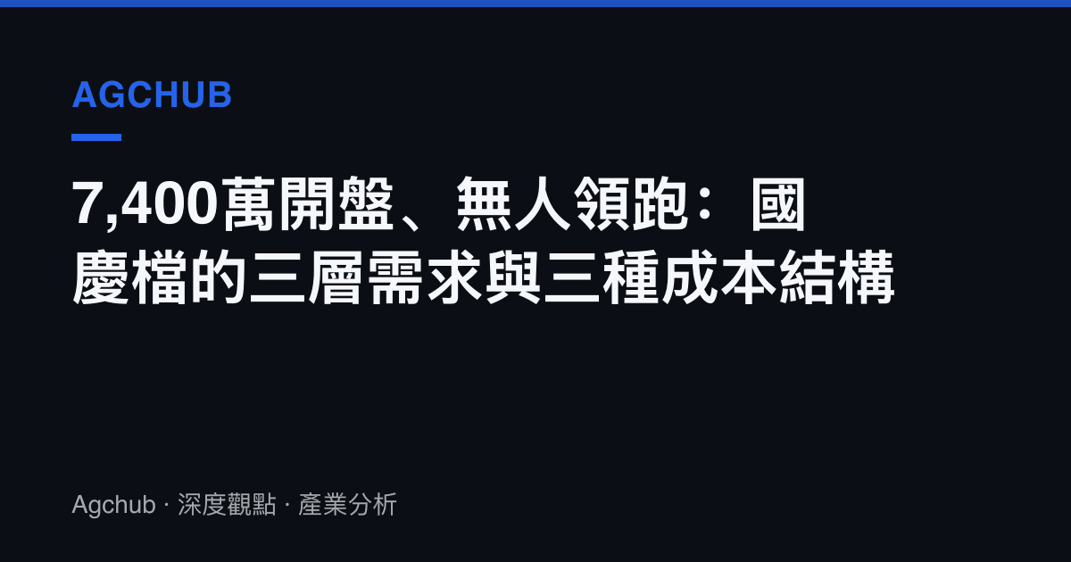 7,400萬開盤、無人領跑：國慶檔的三層需求與三種成本結構