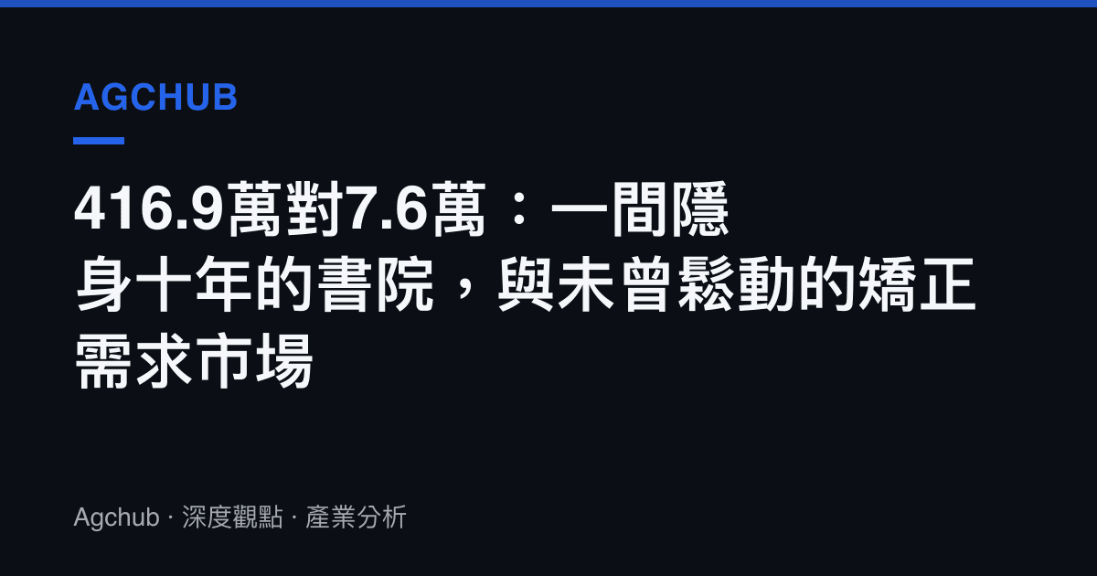 416.9萬對7.6萬：一間隱身十年的書院，與未曾鬆動的矯正需求市場