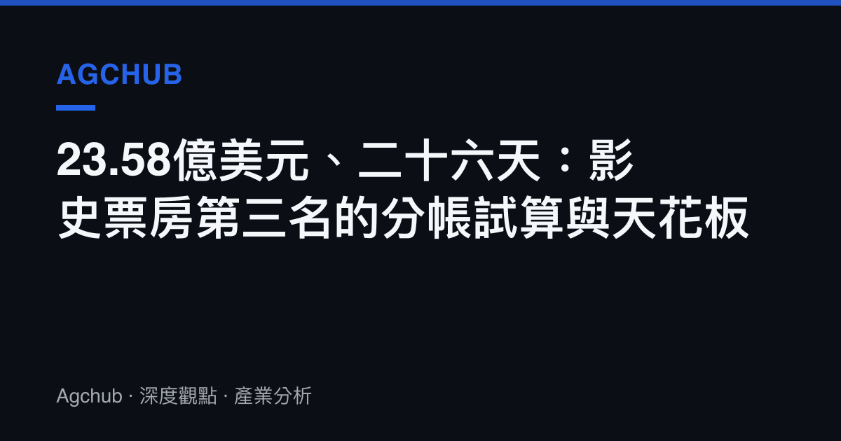 23.58億美元、二十六天：影史票房第三名的分帳試算與天花板