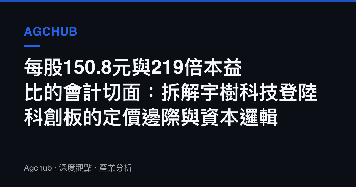 每股150.8元與219倍本益比的會計切面：拆解宇樹科技登陸科創板的定價邊際與資本邏輯