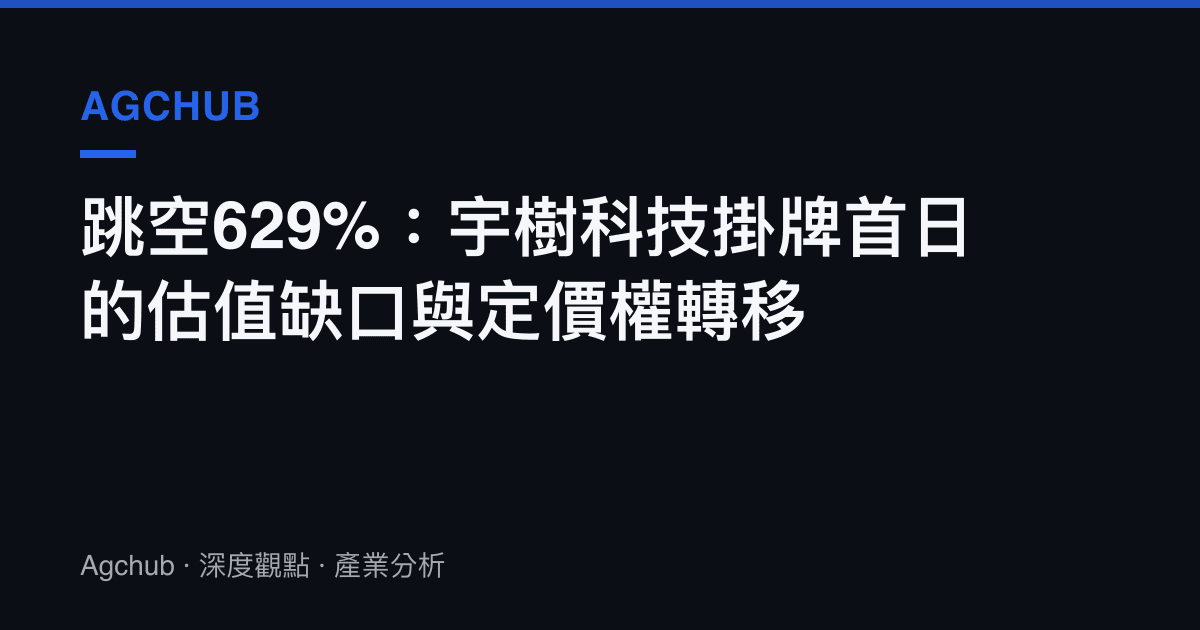 跳空629%：宇樹科技掛牌首日的估值缺口與定價權轉移