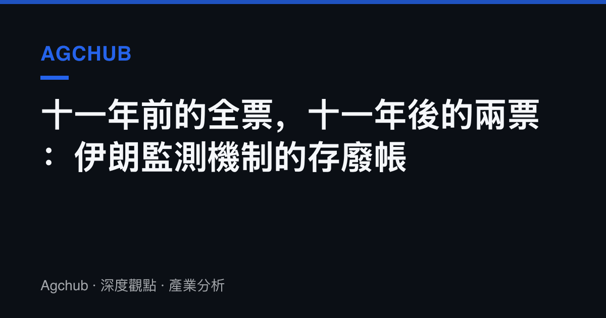 十一年前的全票，十一年後的兩票：伊朗監測機制的存廢帳
