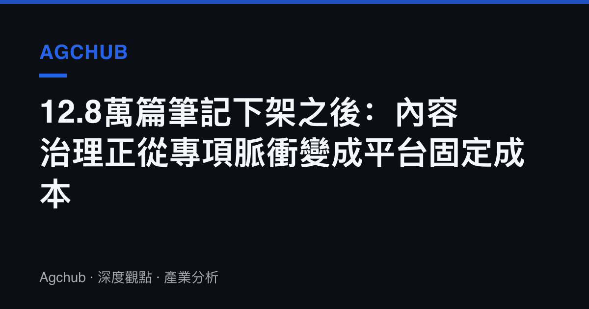 12.8萬篇筆記下架之後：內容治理正從專項脈衝變成平臺固定成本