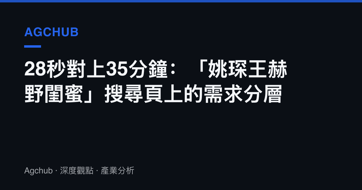 28秒對上35分鐘：「姚琛王赫野閨蜜」搜尋頁上的需求分層
