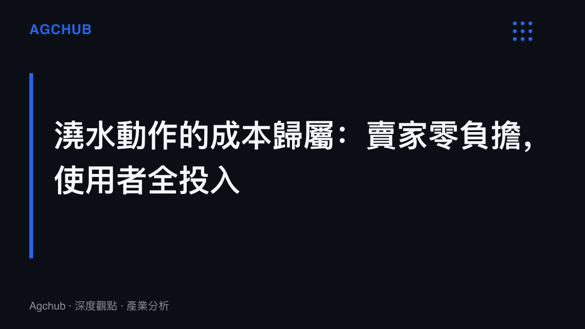 段落標題卡呈現澆水動作的成本歸屬分析：賣家零售後負擔，使用者承擔全部照護時間投入