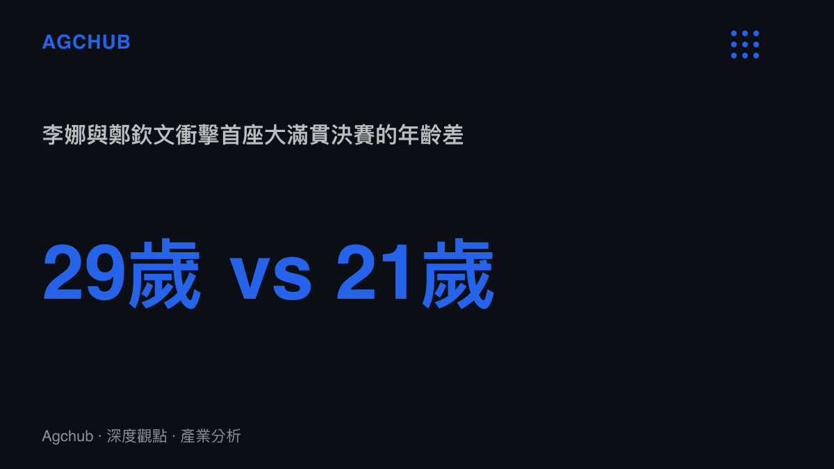 數據圖卡呈現李娜在29歲打入首個大滿貫決賽，對比鄭欽文在21歲已打進澳網決賽的年齡差距
