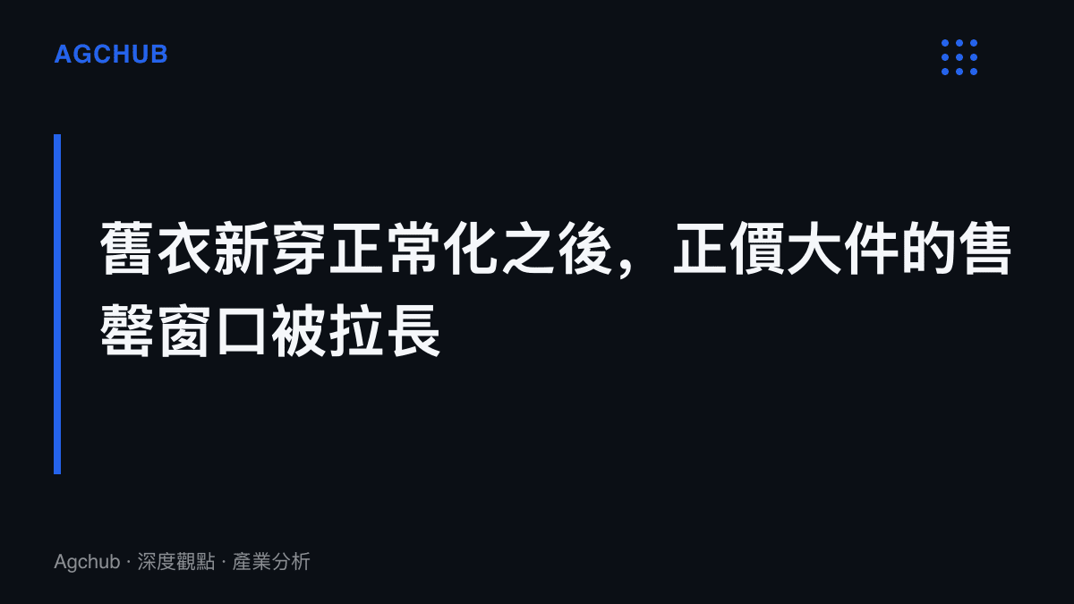 重點圖卡呈現換季穿搭內容將舊衣新穿正常化後，大衣與羽絨等正價大件被迫提早進入折扣期的推論