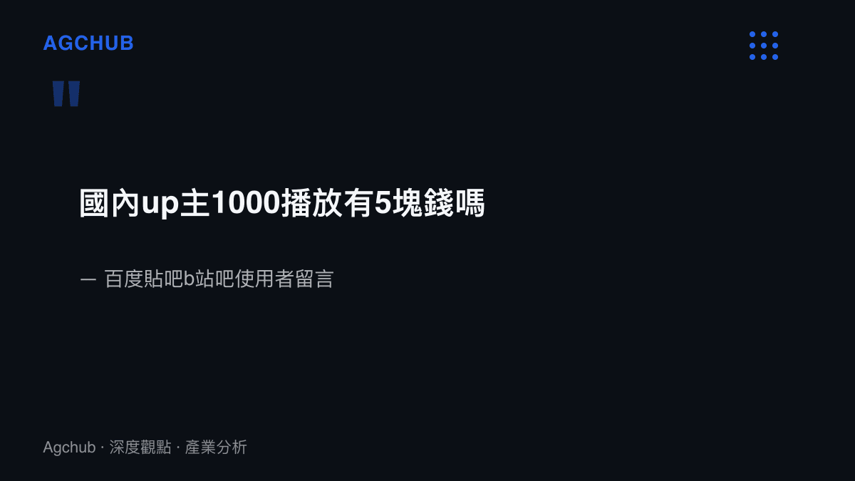 貼吧留言原文提問國內UP主每一千次播放的激勵收益能否達到5塊錢，凸顯站內外行情落差