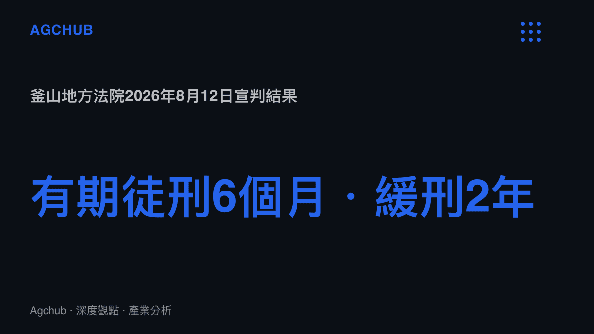統計圖卡呈現釜山地方法院對青旅猥褻案日籍被告判處有期徒刑六個月併緩刑兩年的量刑結果