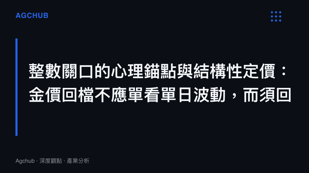 黃金整數關口的心理錨點與產業結構定價圖卡，提示投資人應關注實質利率、美元與央行行為等結構性因子