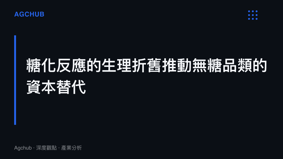 段落標題卡片呈現糖化反應造成的生理折舊現象，正推動食品產業向無糖替代品類進行資本移轉