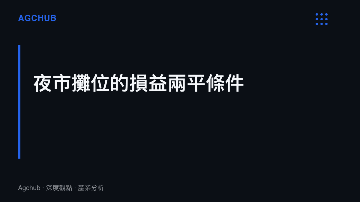 說明夜市攤位要達到損益兩平，每日需達成的最低營收與交易次數門檻。