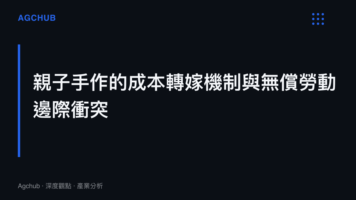 段落標題卡片呈現親子手作專案中教育機構與家庭之間的無償勞動轉嫁與成本邊際衝突