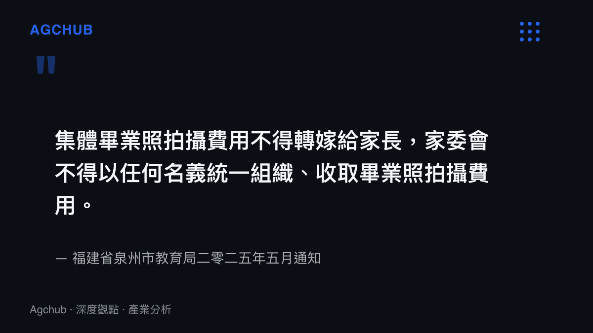福建省泉州市教育局關於禁止家委會代收畢業照拍攝費用的政策引述圖卡