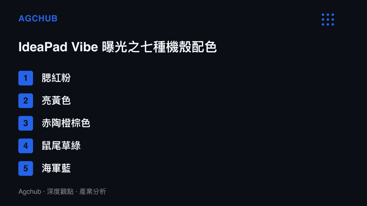 聯想 IdeaPad Vibe 筆記型電腦曝光的七種顏色選項清單