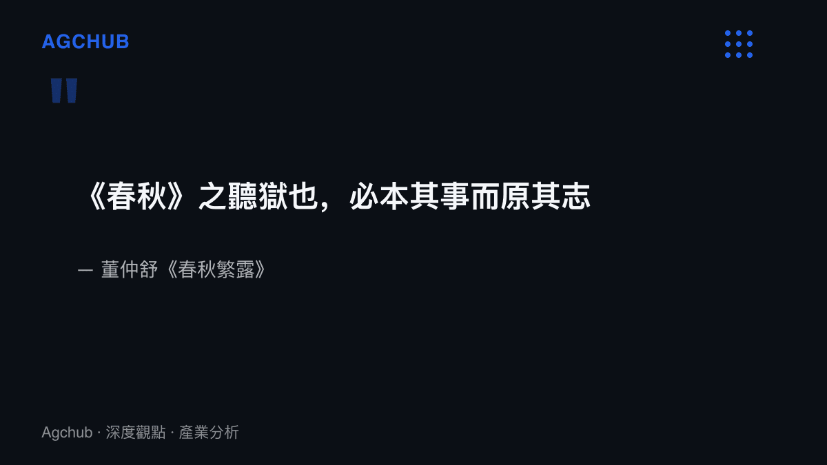 引言圖卡呈現董仲舒《春秋繁露》論審理獄訟應本於事實並推原行為人心志的原文與出處