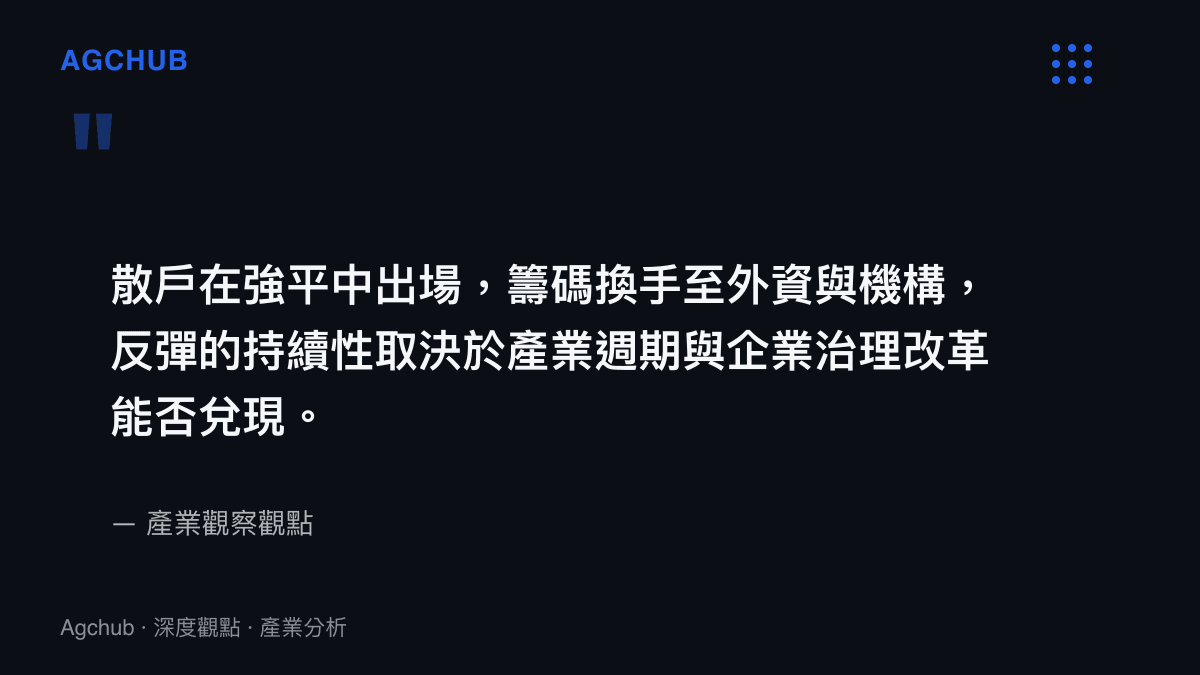 產業觀察觀點圖卡：散戶爆倉後籌碼換手至外資機構，反彈持續性取決於產業週期與企業治理改革
