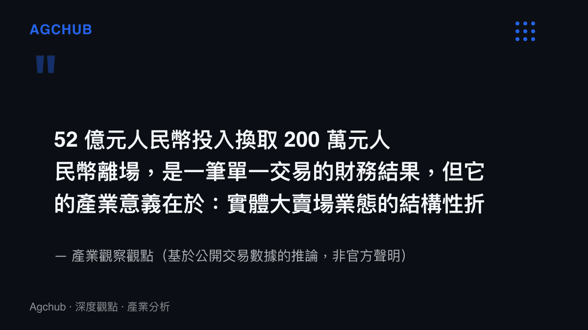 關於家樂福中國資產處置與實體大賣場業態結構性折舊的產業觀察引述
