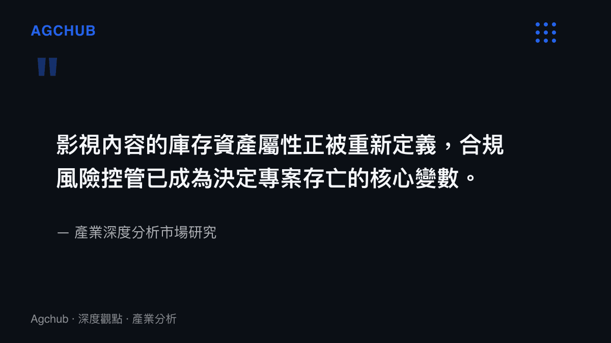 引述產業深度分析報告指出，影視內容的庫存資產屬性正經歷重新定義，合規風險控管已躍升為決定專案存亡的核心變數