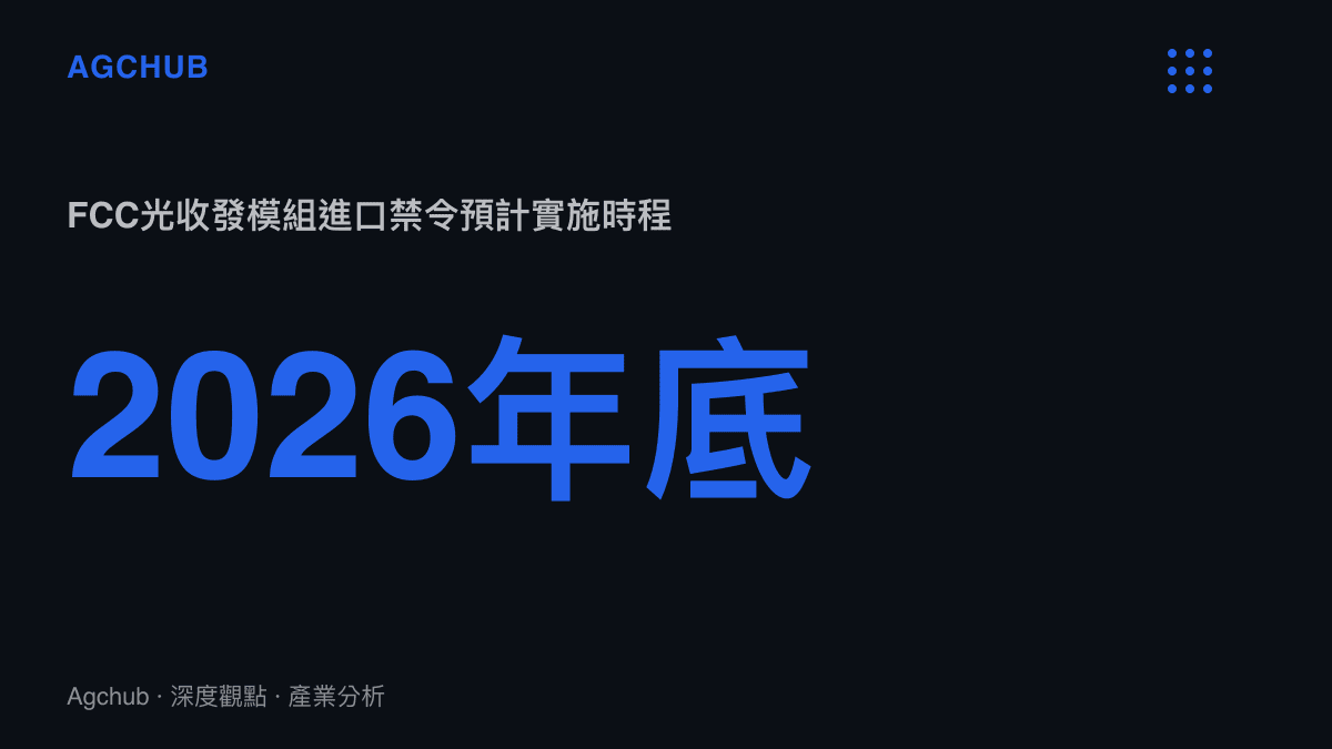 統計圖卡呈現美國聯邦通信委員會預計於2026年底實施光收發模組進口禁令的時間點