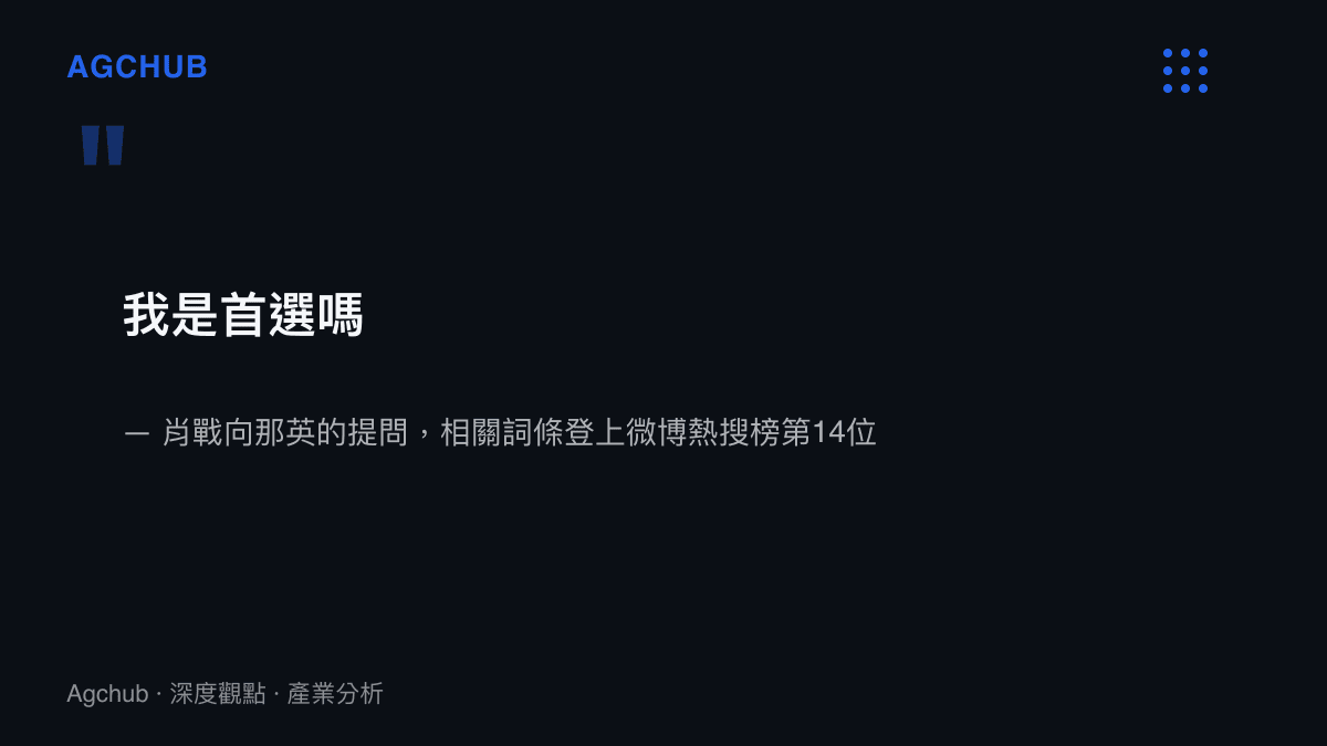 引言圖卡呈現肖戰在同臺場合向那英提問「我是首選嗎」，該互動詞條登上微博熱搜榜第14位